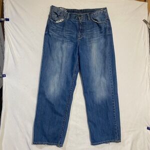 Ecko Unltd Mens Baggy Wide Leg Jeans Blue Denim W40 Streetwear Y2K Hip Hop